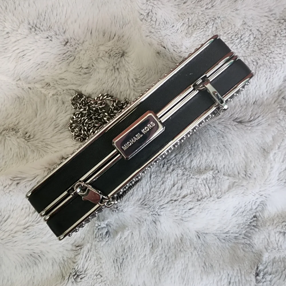 Michael Kors Black and Silver Studded Clutch - Picture 3 of 12
